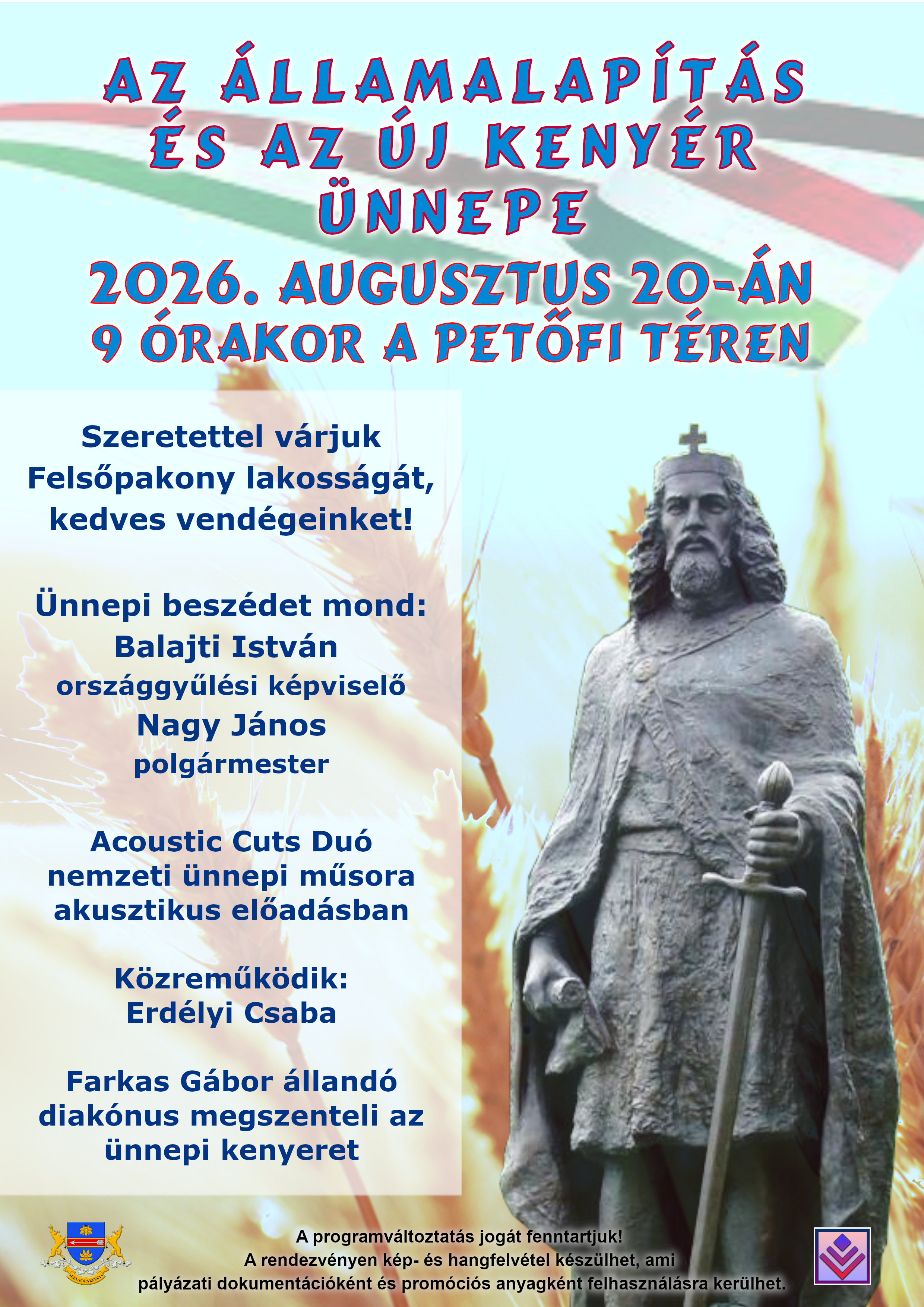 MEGHÍVÓ – augusztus 20-i nemzeti ünnepre
